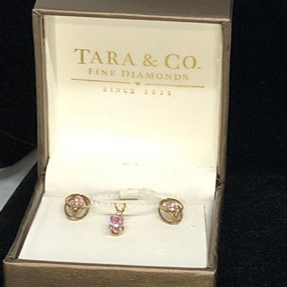 Pink Tourmaline 14 KGF earrings and pendant - Picture 1 of 3
